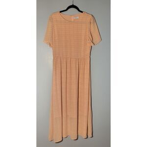 Sweetsalt CottageCore Peach Gingham Maxi Dress Women's Size M Picnic Core